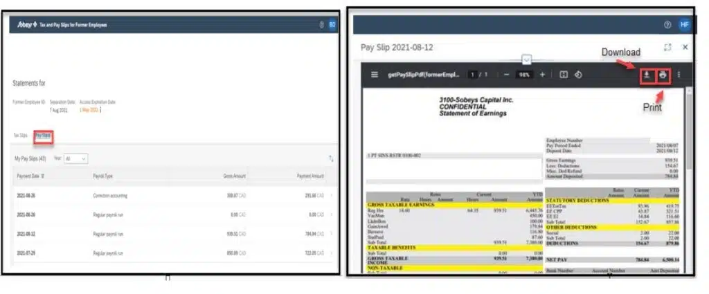 View sobeys payslips online on ess sobeys